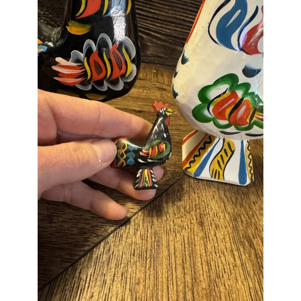Family. 3 Vintage Dala Rooster Nils Olsson Swedish Wooden 3.5